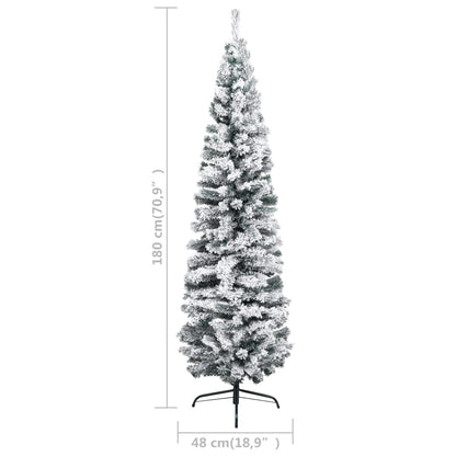 Künstlicher Weihnachtsbaum Schlank mit Schnee Grün 180 cm PVC