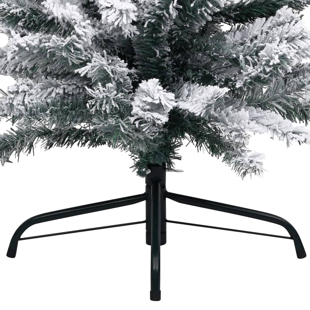 Künstlicher Weihnachtsbaum Schlank mit Schnee Grün 210 cm PVC
