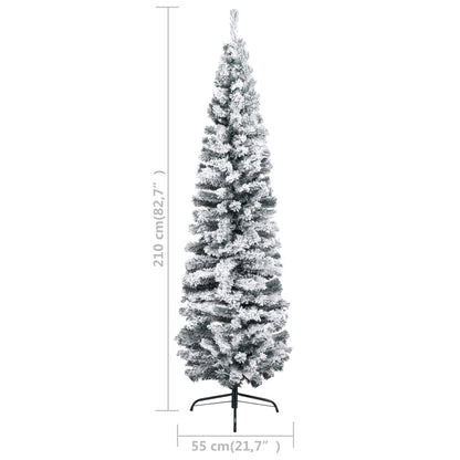 Künstlicher Weihnachtsbaum Schlank mit Schnee Grün 210 cm PVC