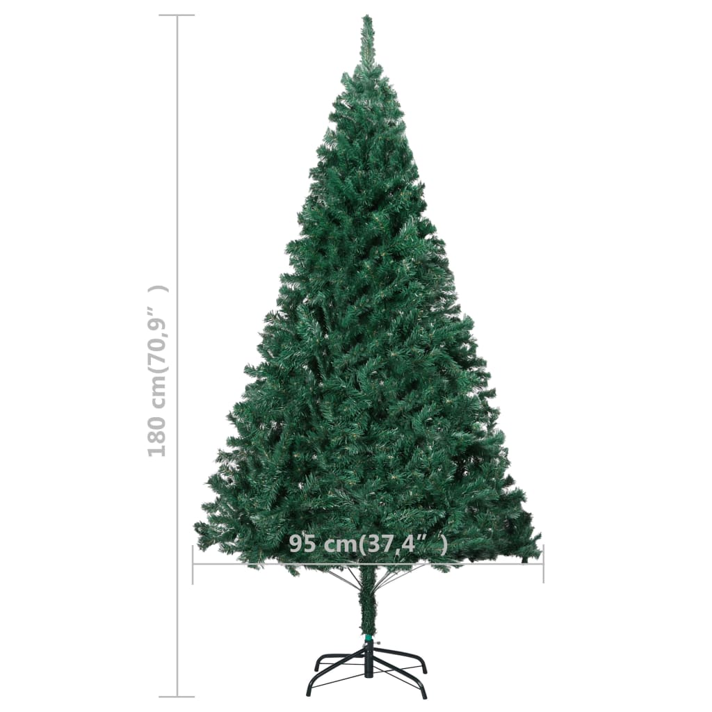 Künstlicher Weihnachtsbaum mit Dicken Zweigen Grün 180 cm PVC