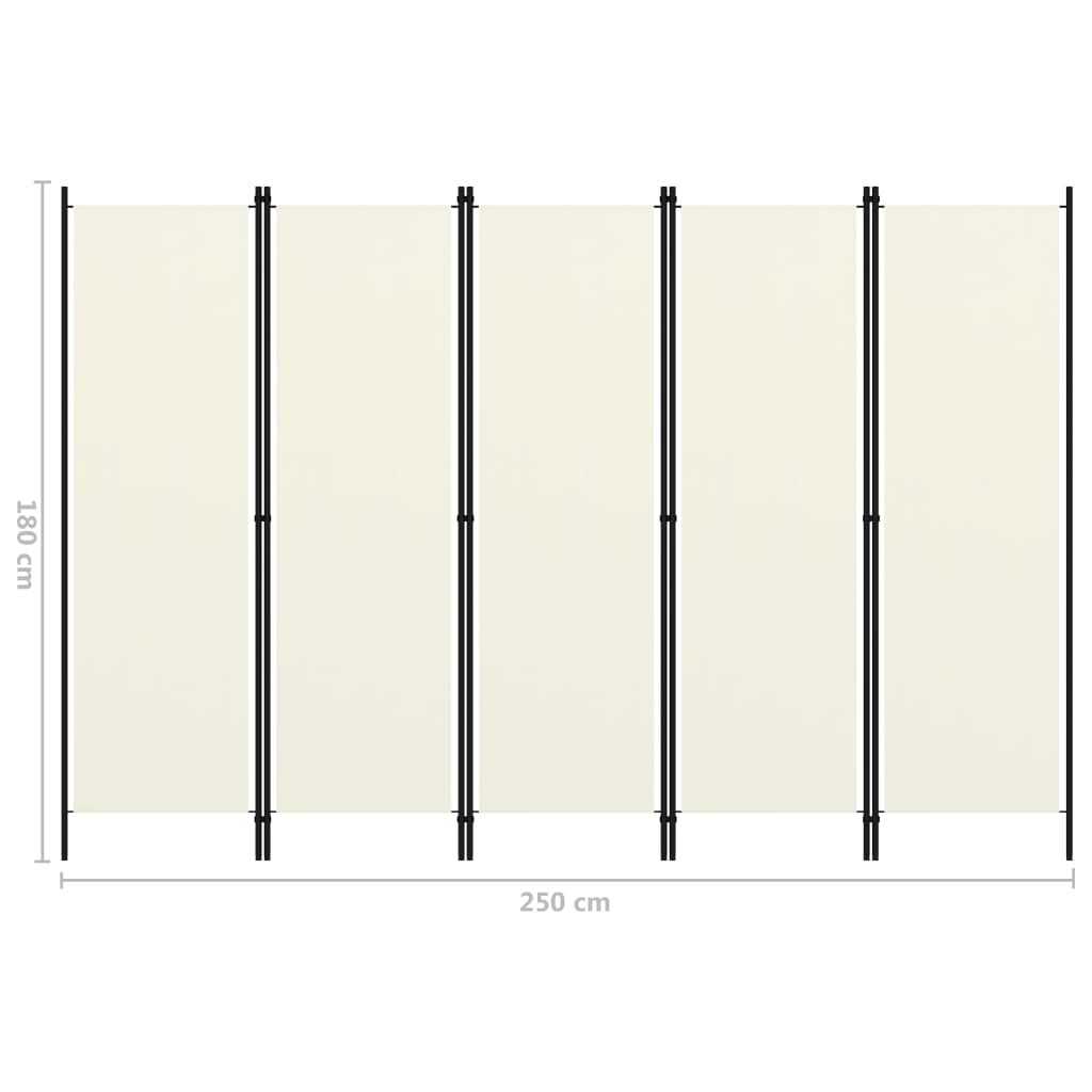 5-tlg. Raumteiler Weiß 250x180 cm