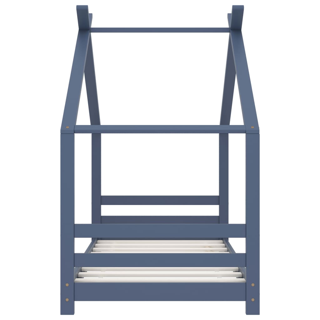 Kinder-Bettgestell Grau Massivholz Kiefer 80x160 cm