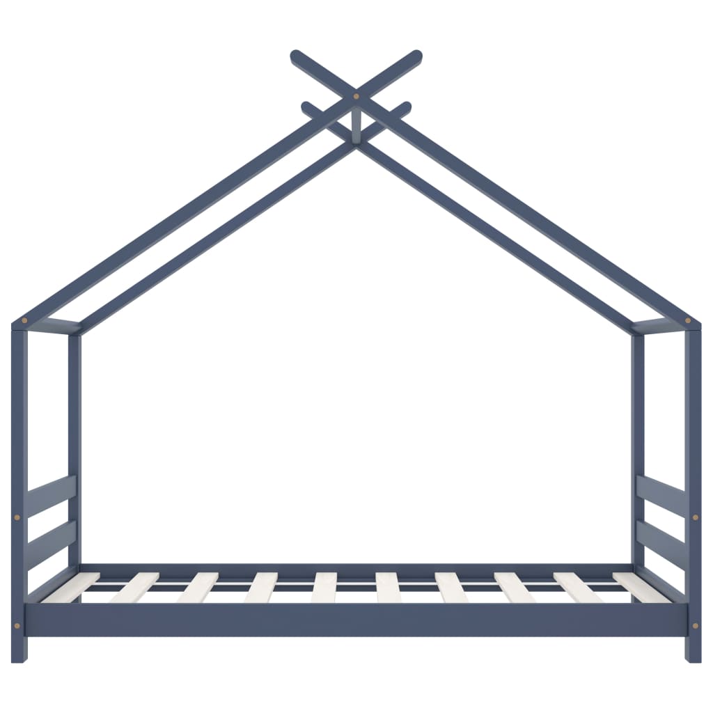 Kinder-Bettgestell Grau Massivholz Kiefer 80x160 cm