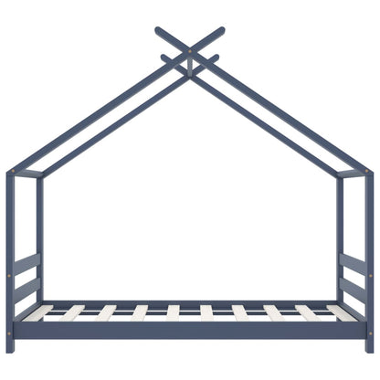 Kinder-Bettgestell Grau Massivholz Kiefer 80x160 cm