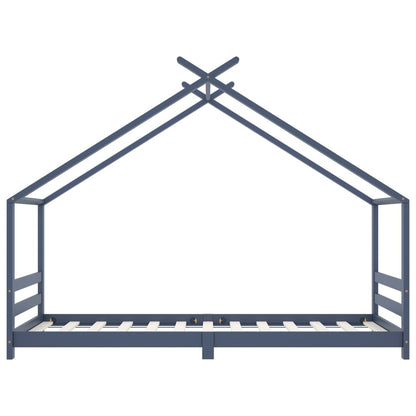 Kinder-Bettgestell Grau Massivholz Kiefer 90x200 cm