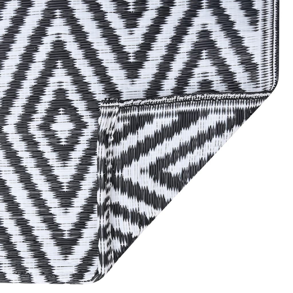 Outdoor-Teppich ARAKIL Weiß und Schwarz 190x290 cm PP