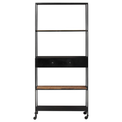 Bücherregal 80x35x180 cm Raues Mangoholz & Eisen