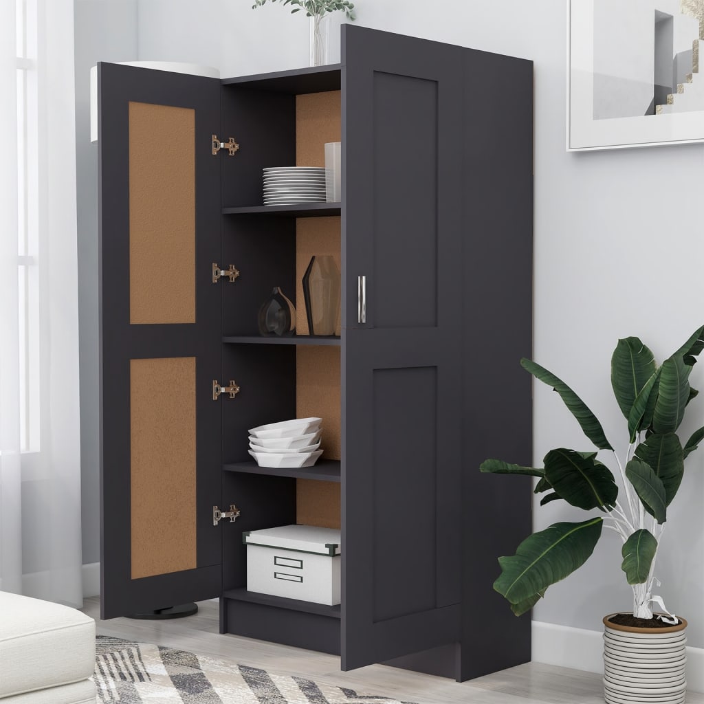 Bücherregal Schwarz 82,5x30,5x150 cm Holzwerkstoff