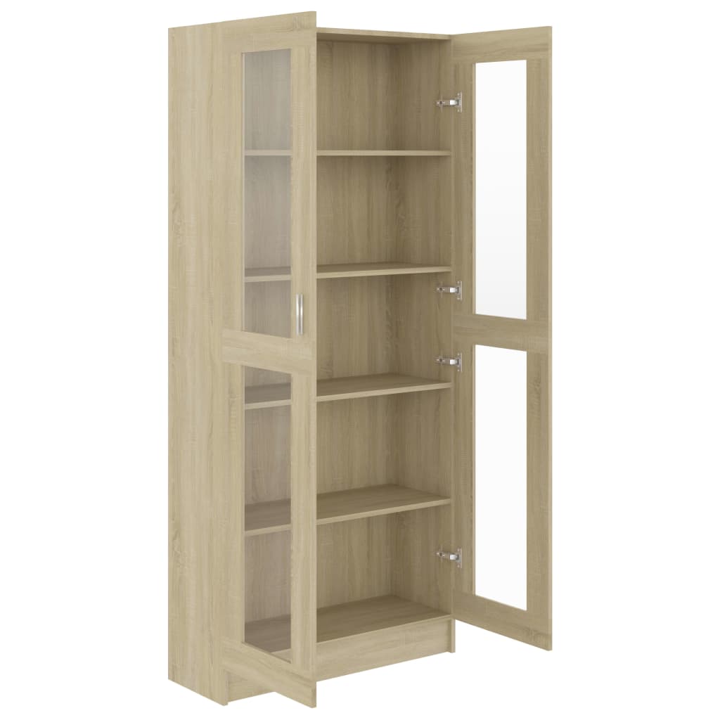 Vitrinenschrank Sonoma-Eiche 82,5x30,5x185 cm Holzwerkstoff
