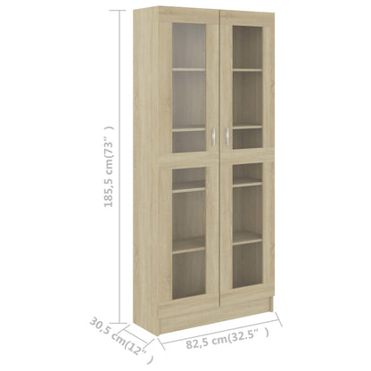 Vitrinenschrank Sonoma-Eiche 82,5x30,5x185 cm Holzwerkstoff