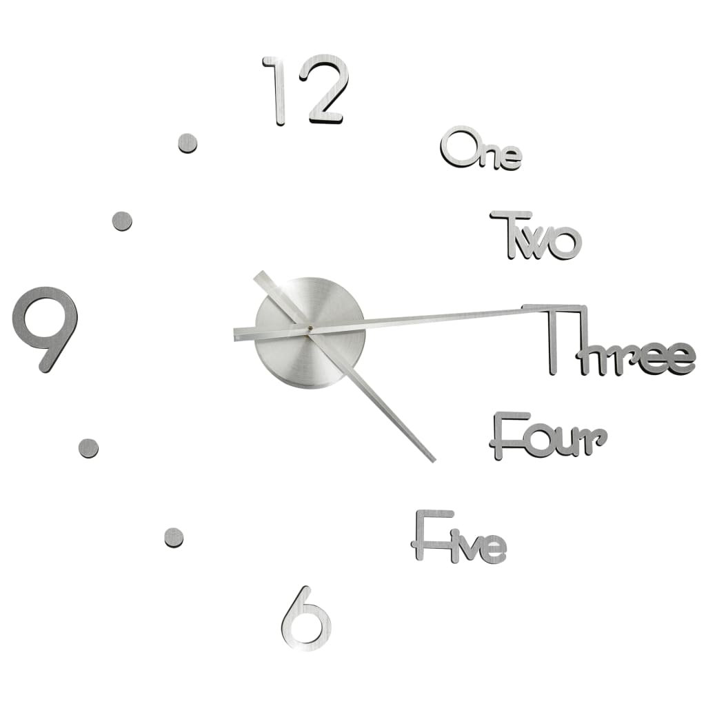 3D-Wanduhr Modernes Design Silbern 100 cm XXL