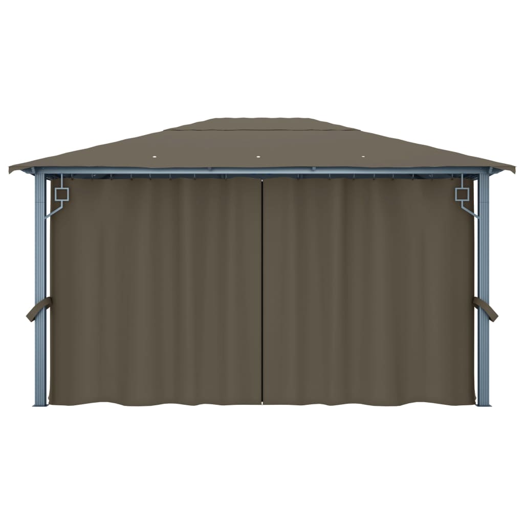 Pavillon mit Vorhang 400x300 cm Taupe Aluminium