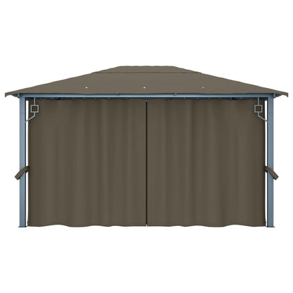 Pavillon mit Vorhang 400x300 cm Taupe Aluminium