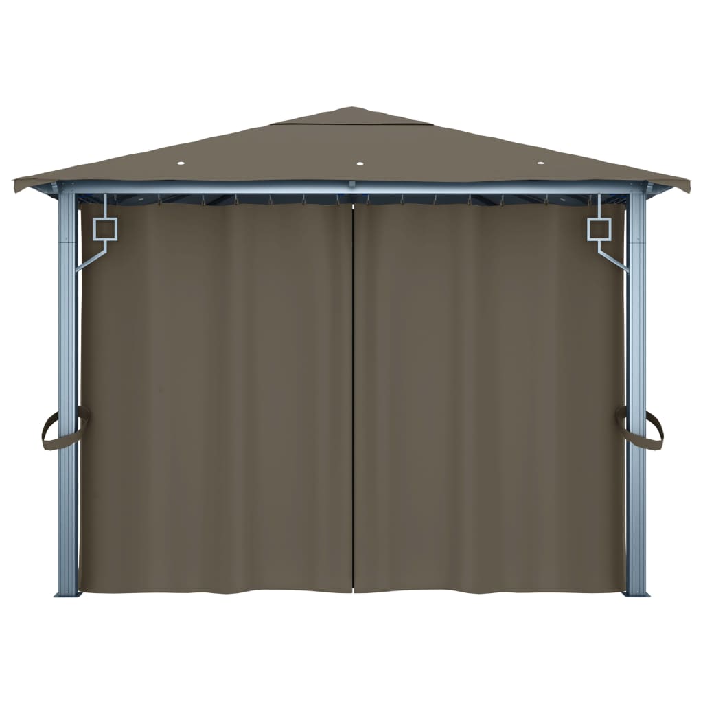 Pavillon mit Vorhang 400x300 cm Taupe Aluminium