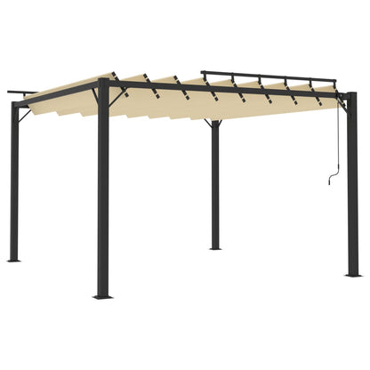 Pergola mit Lamellendach 3x3 m Creme Stoff und Aluminium