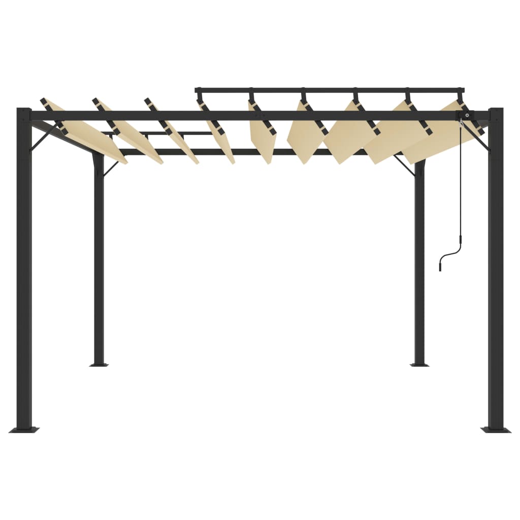 Pergola mit Lamellendach 3x3 m Creme Stoff und Aluminium