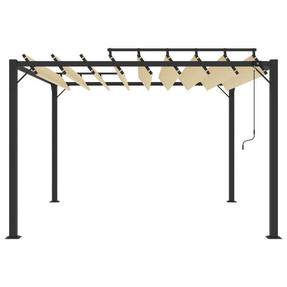 Pergola mit Lamellendach 3x3 m Creme Stoff und Aluminium