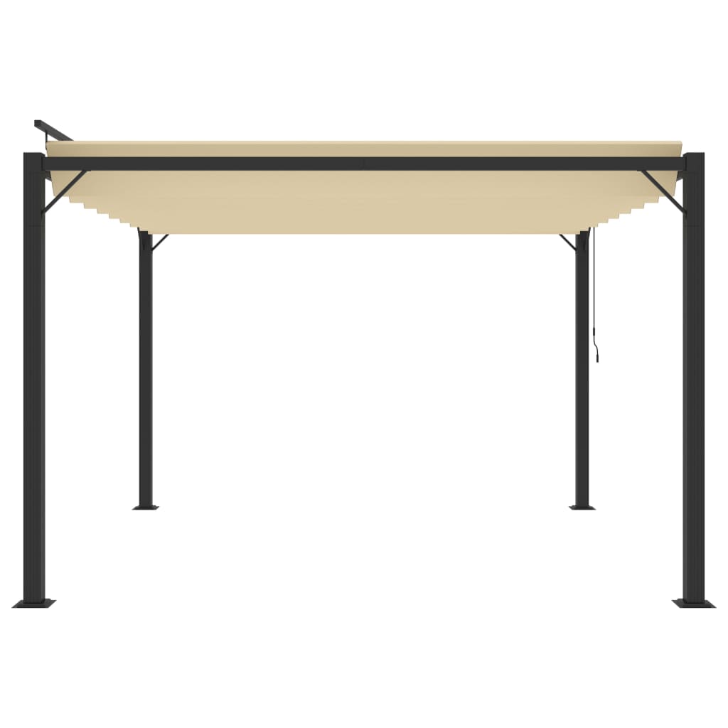 Pergola mit Lamellendach 3x3 m Creme Stoff und Aluminium