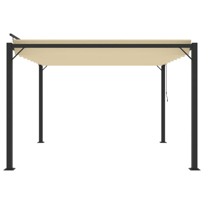 Pergola mit Lamellendach 3x3 m Creme Stoff und Aluminium