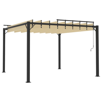 Pergola mit Lamellendach 3x3 m Creme Stoff und Aluminium