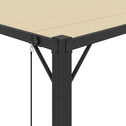 Pergola mit Lamellendach 3x3 m Creme Stoff und Aluminium