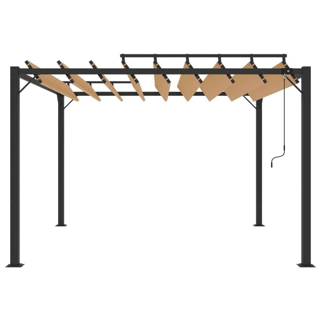 Pergola mit Lamellendach 3x3 m Taupe Stoff und Aluminium