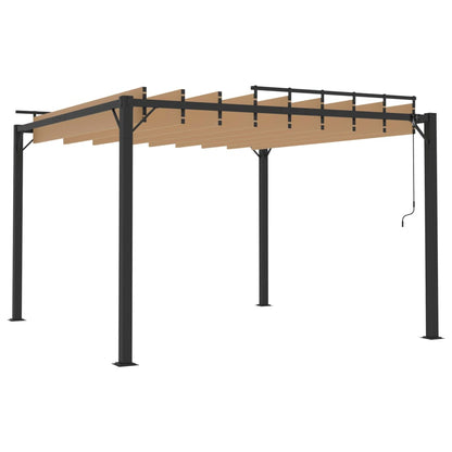 Pergola mit Lamellendach 3x3 m Taupe Stoff und Aluminium