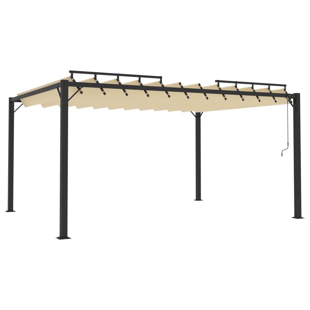 Pergola mit Lamellendach 3x4 m Creme Stoff und Aluminium