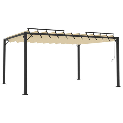 Pergola mit Lamellendach 3x4 m Creme Stoff und Aluminium