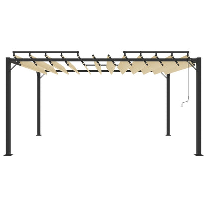Pergola mit Lamellendach 3x4 m Creme Stoff und Aluminium