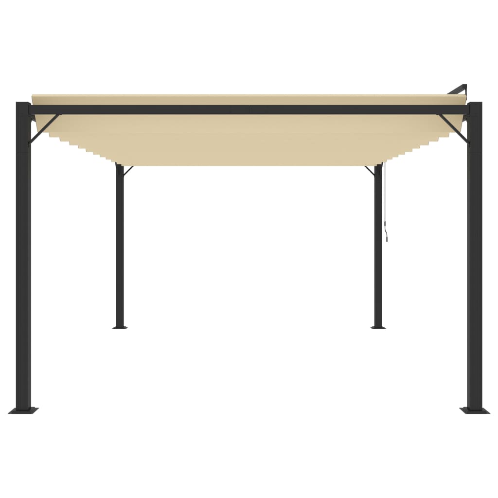 Pergola mit Lamellendach 3x4 m Creme Stoff und Aluminium