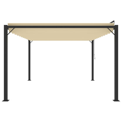 Pergola mit Lamellendach 3x4 m Creme Stoff und Aluminium