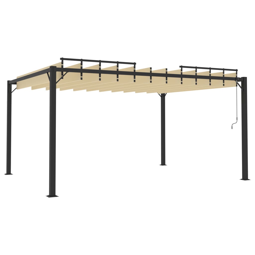 Pergola mit Lamellendach 3x4 m Creme Stoff und Aluminium