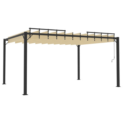 Pergola mit Lamellendach 3x4 m Creme Stoff und Aluminium