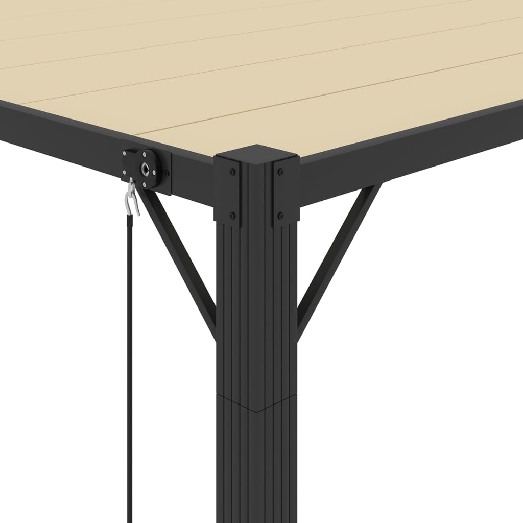 Pergola mit Lamellendach 3x4 m Creme Stoff und Aluminium