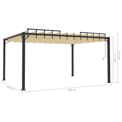 Pergola mit Lamellendach 3x4 m Creme Stoff und Aluminium