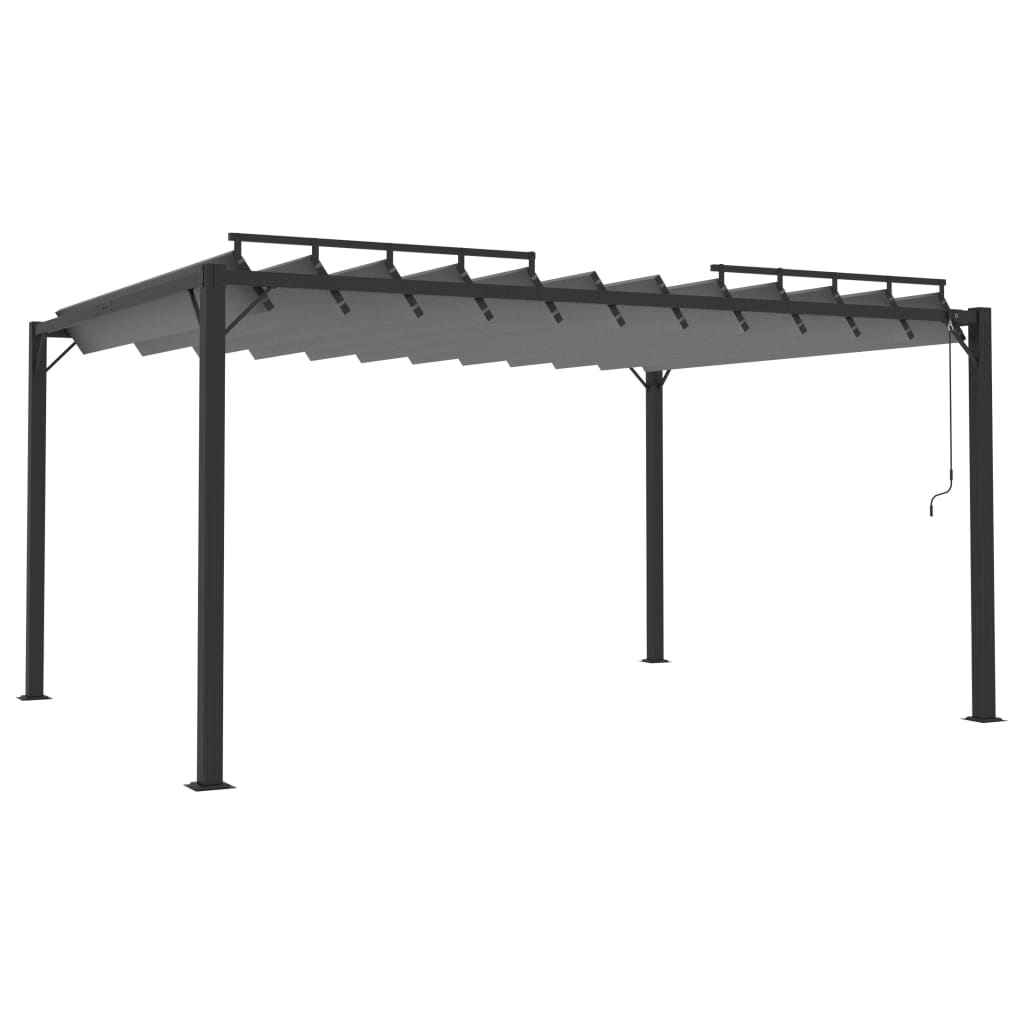 Pergola mit Lamellendach 3x4 m Anthrazit Stoff und Aluminium