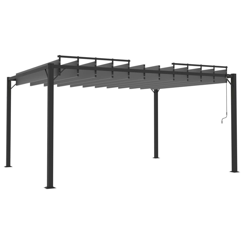 Pergola mit Lamellendach 3x4 m Anthrazit Stoff und Aluminium