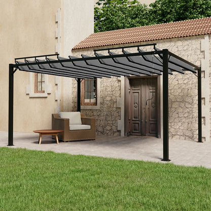 Pergola mit Lamellendach 3x4 m Anthrazit Stoff und Aluminium