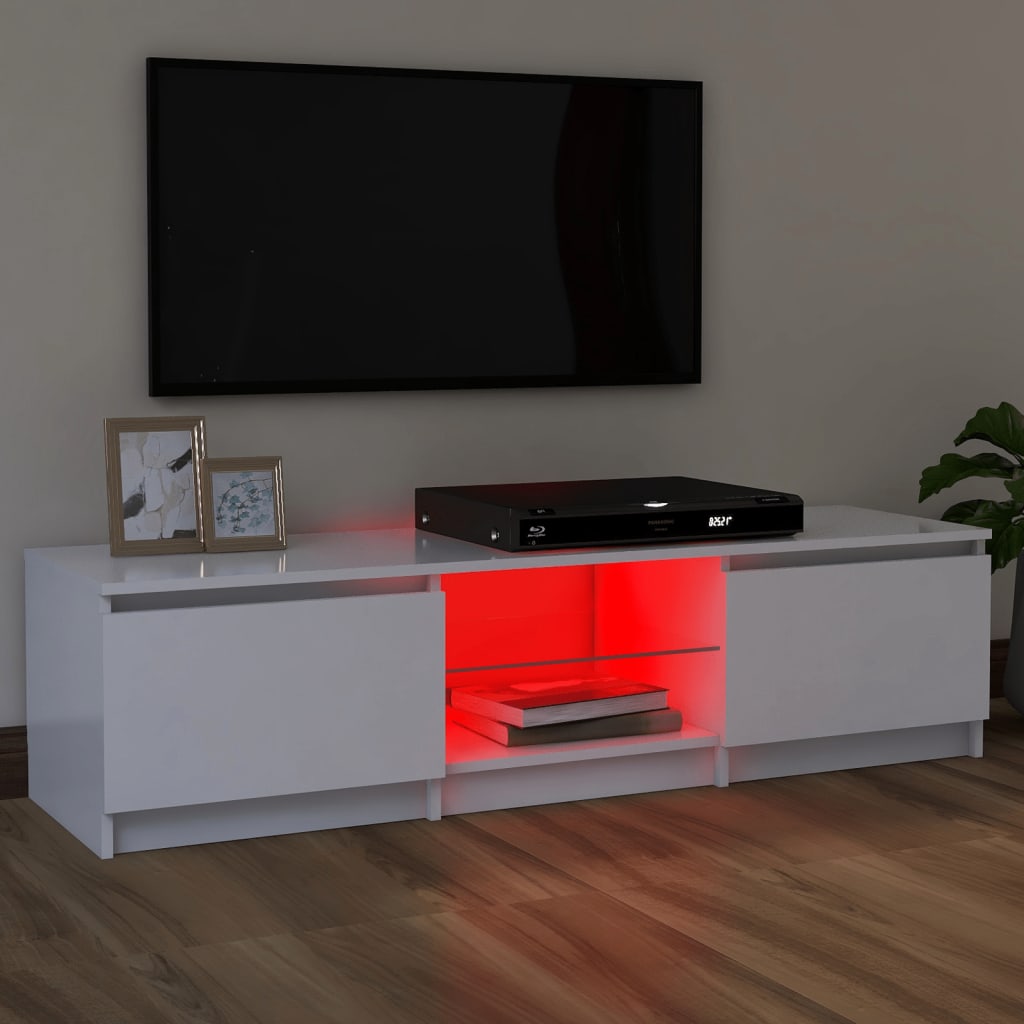 TV-Schrank mit LED-Leuchten Weiß 120x30x36 cm