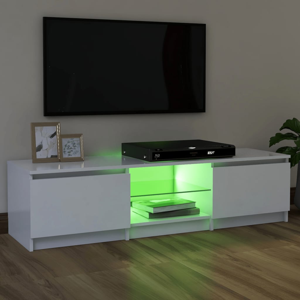 TV-Schrank mit LED-Leuchten Weiß 120x30x36 cm