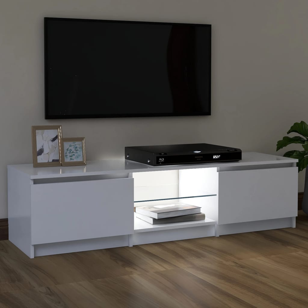 TV-Schrank mit LED-Leuchten Weiß 120x30x36 cm