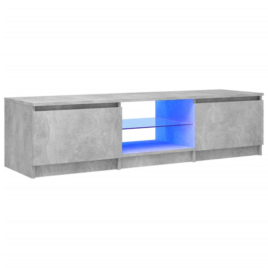 TV-Schrank mit LED-Leuchten Betongrau 140x40x36 cm