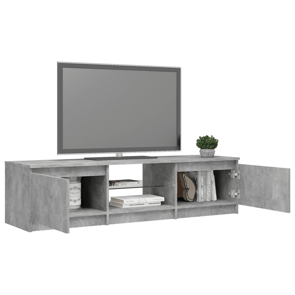 TV-Schrank mit LED-Leuchten Betongrau 140x40x36 cm