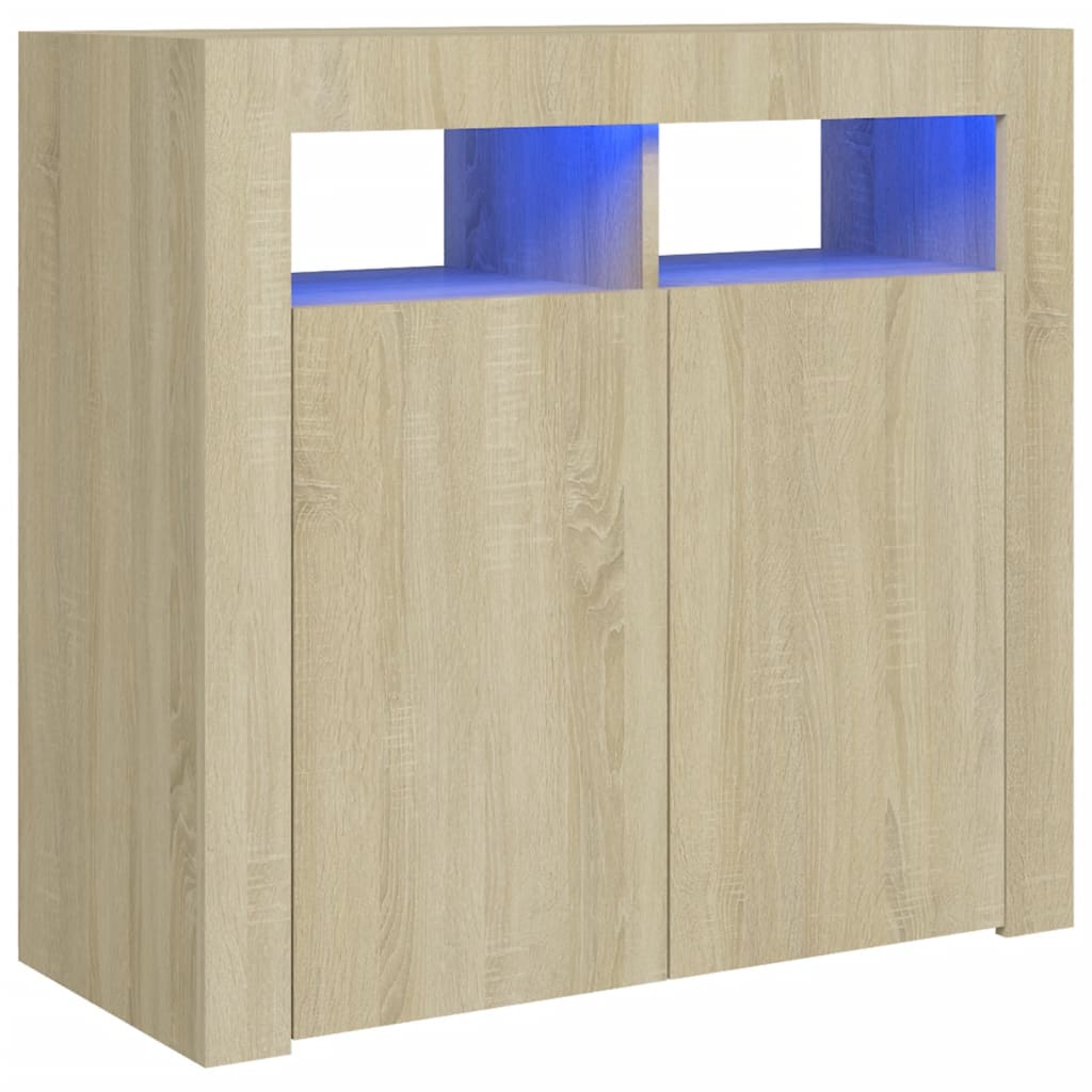 Sideboard mit LED-Leuchten Sonoma-Eiche 80x35x75 cm