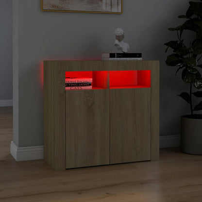 Sideboard mit LED-Leuchten Sonoma-Eiche 80x35x75 cm