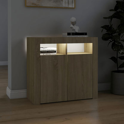 Sideboard mit LED-Leuchten Sonoma-Eiche 80x35x75 cm