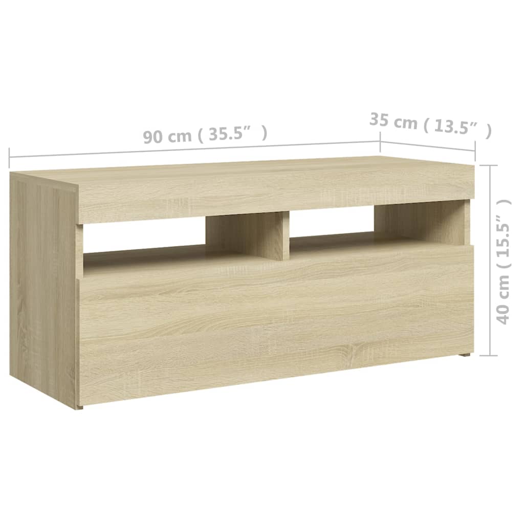 TV-Schrank mit LED-Leuchten Sonoma-Eiche 90x35x40 cm