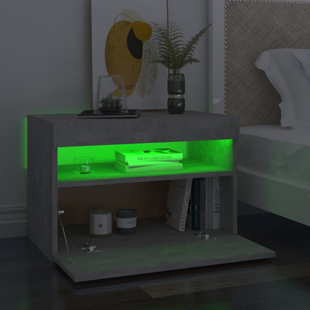 TV-Schrank mit LED-Leuchten Betongrau 60x35x40 cm