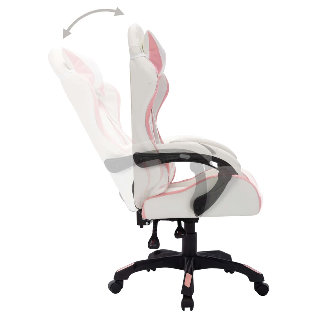 Gaming-Stuhl mit RGB LED-Leuchten Rosa und Schwarz Kunstleder
